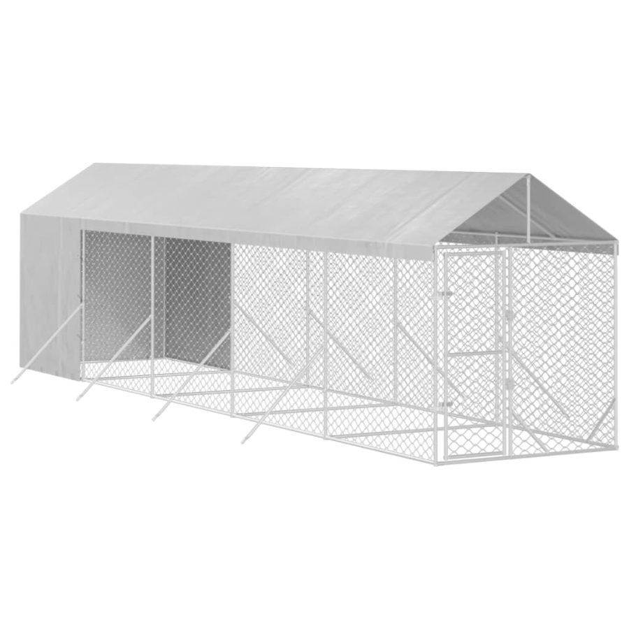 vidaXL Perrera de exterior con toldo acero galvanizado plata 2x6x2,5 m, , large Imagen numero 5